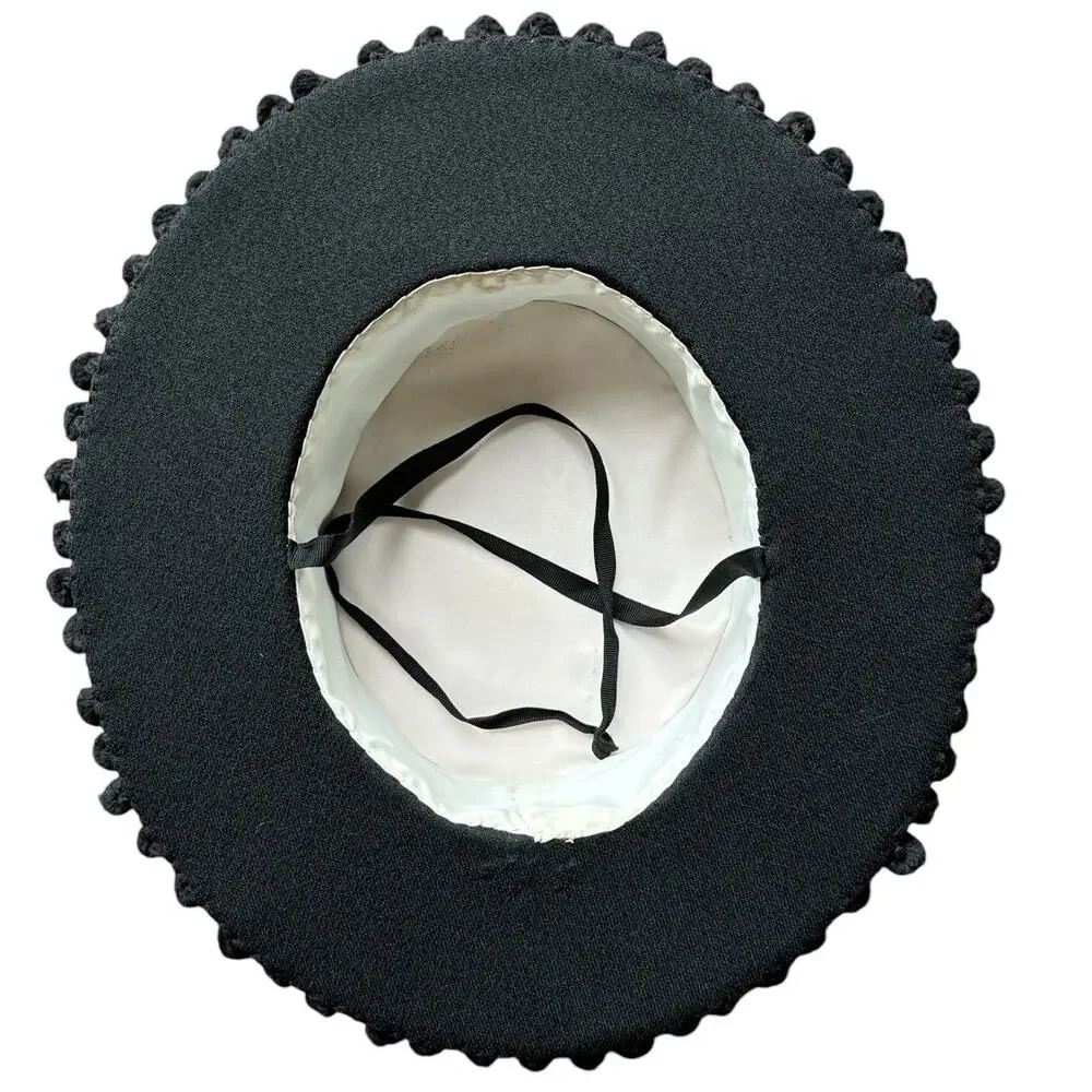 Vintage Black Cordobes, flamenco, Equestrian Hat with wide brim and pom poms - Picture 12 of 12